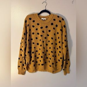 Madewell polka dot/cheetah print sweater, size medium
